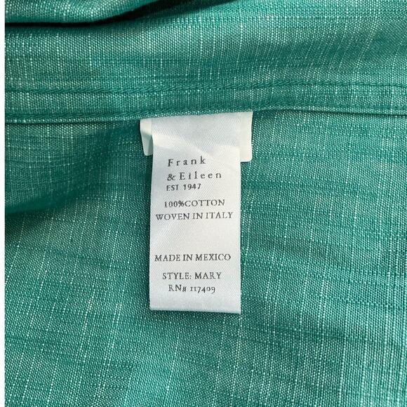 Frank & Eileen Mary Classic Shirtdress in Green 100% Cotton Size XS Mini Length - Picture 9 of 10